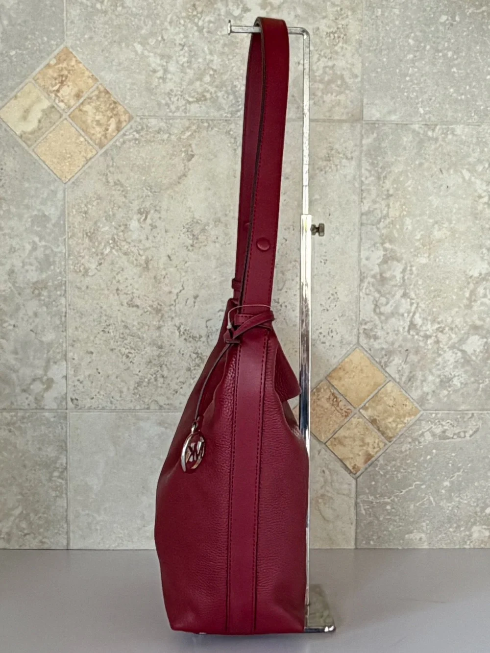 Michael kors Roey MD Bucket Slouchy Hobo Shoulder Bag Maroon